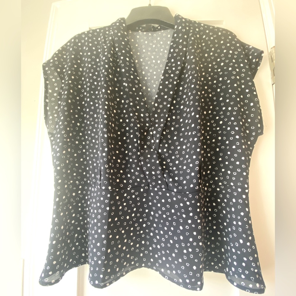 Ann Taylor Navy Dolman Cap Sleeve Blouse